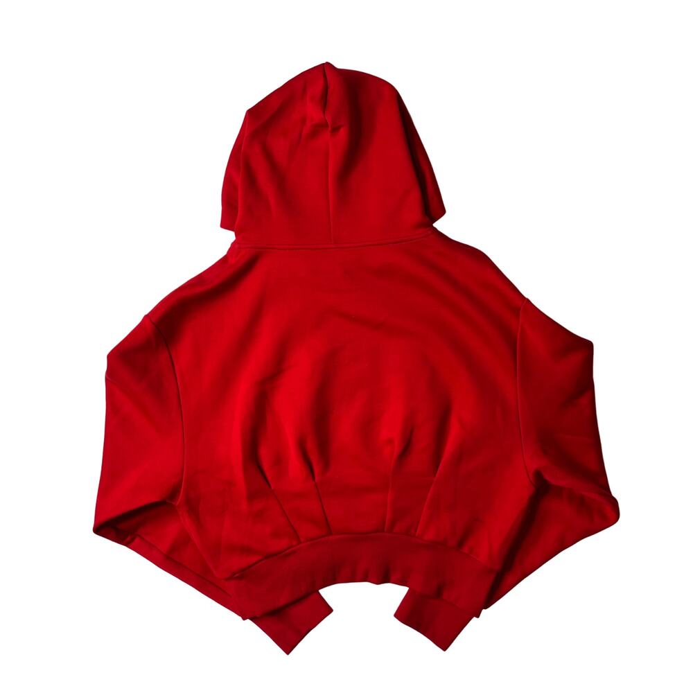 1-42 VERSACE Women's Pullover Cropped Hoodie Embroidered Logo Red Medium/44 - Picture 2 of 16